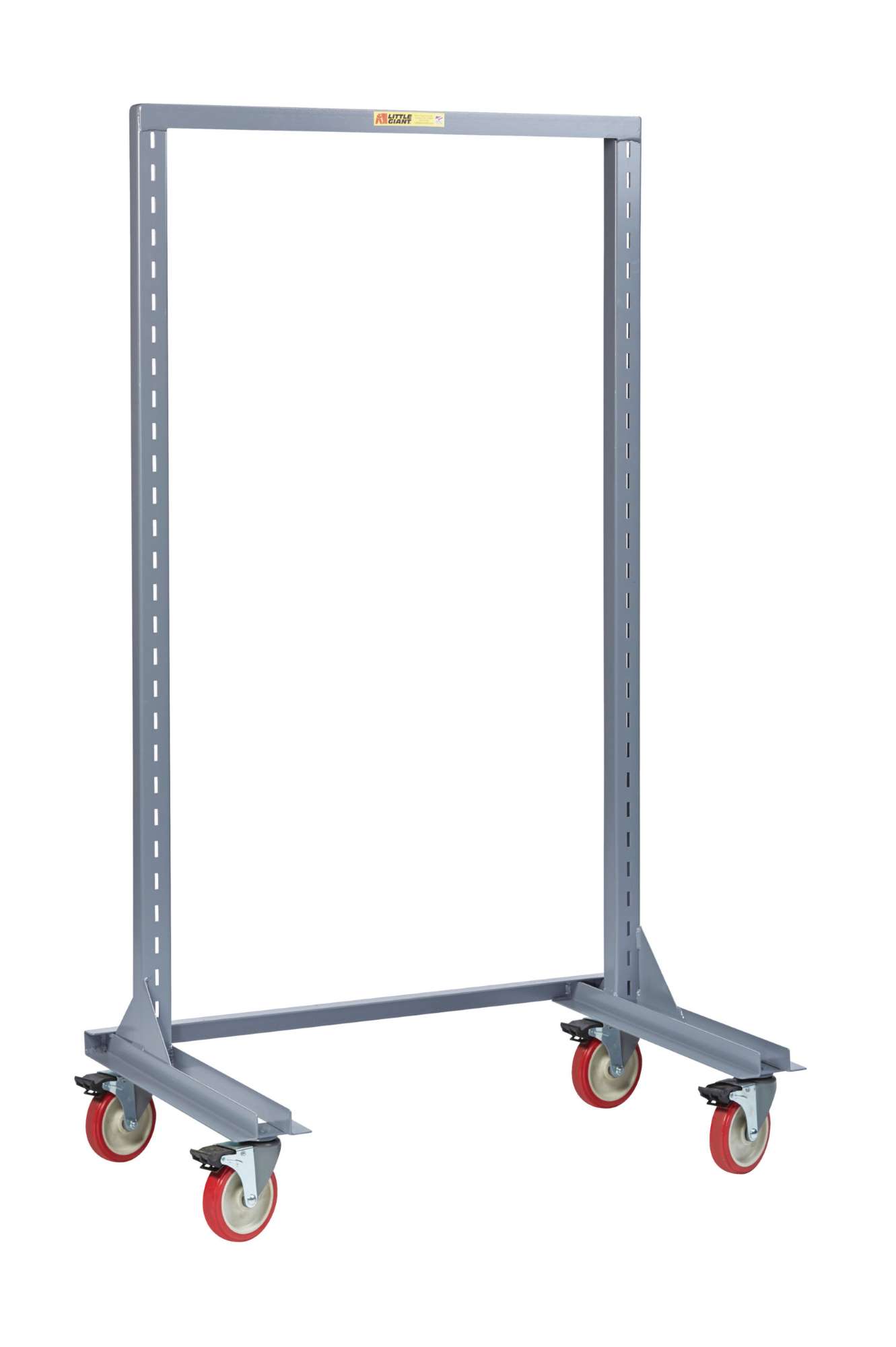 Little Giant heavy-duty mobile work center, 1200 lbs capacity, 60" uprights, Adjustable 2" spacing, Open base design
