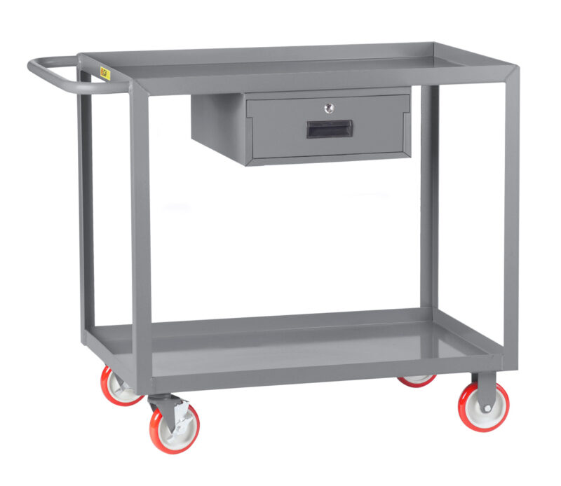 Service Cart with Storage Drawer and Lipped Shelves
