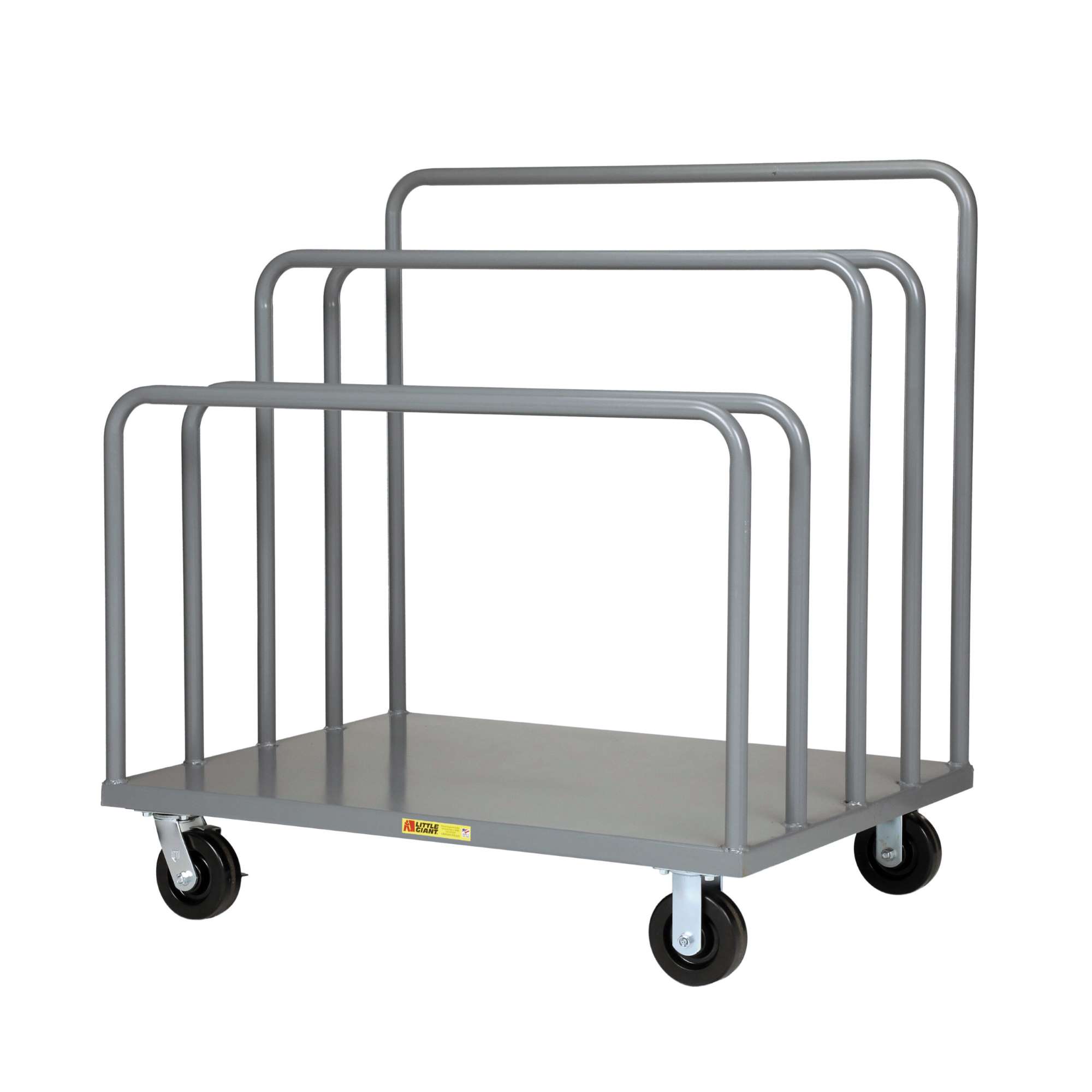 Little Giant mobile sheet rack, 1500 lbs capacity per bay, 3600 lbs total capacity, 7" between uprights, 27", 36", 42" tall uprights, 6" wheels