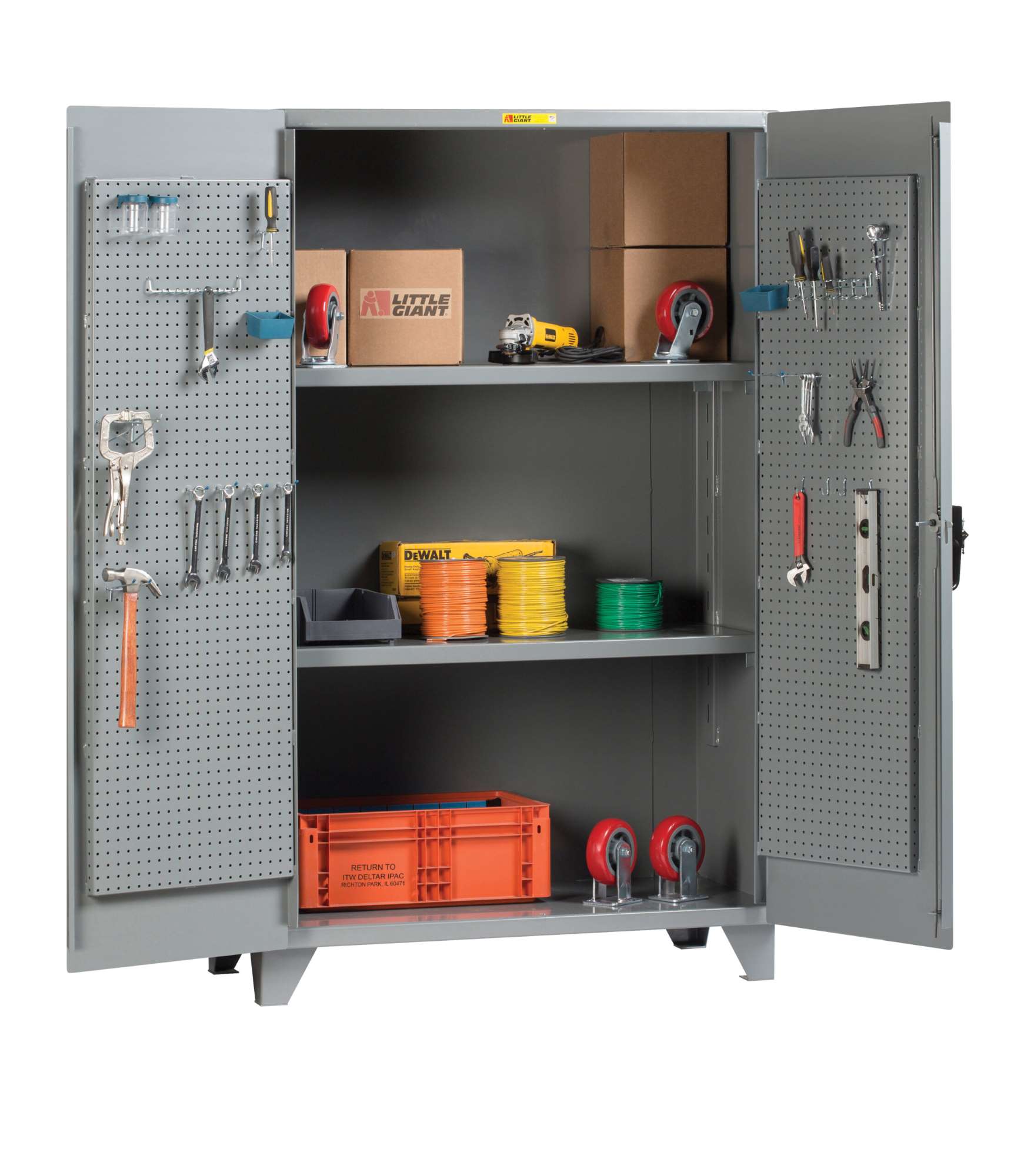 Little Giant Storage Cabinet with Pegboard Doors, Welded Storage Cabinet, Pegboard Doors, Tool Storage Cabinet