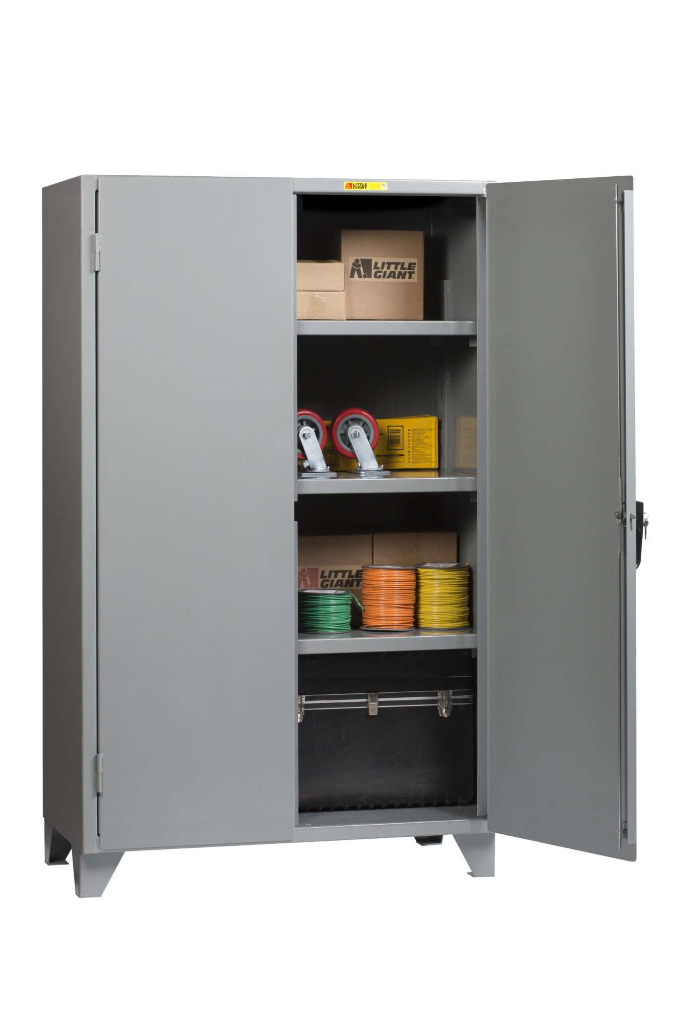 Little Giant steel storage cabinet, Lockable doors, Adjustable shelves, 78" overall height