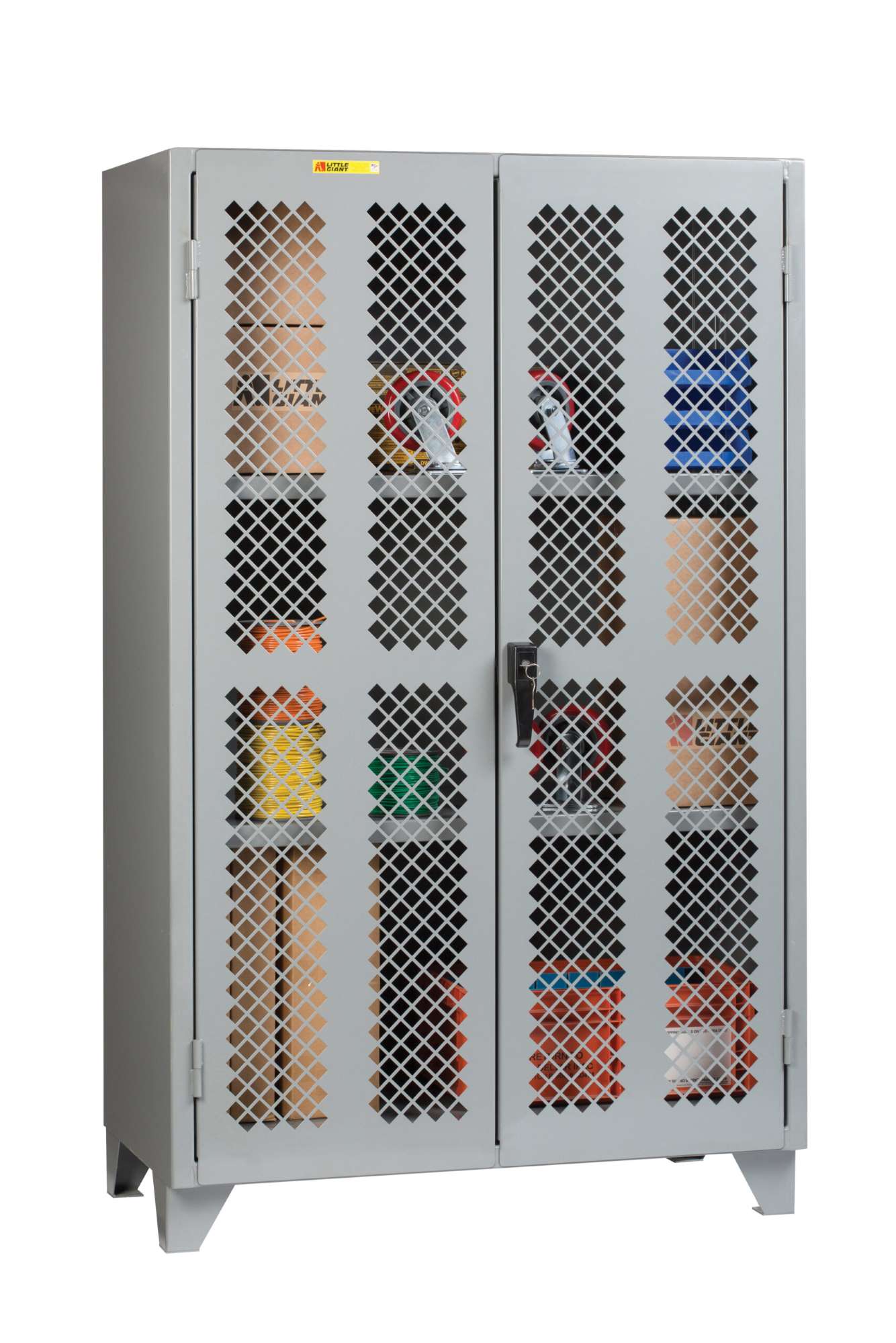 Little Giant High Capacity Storage Cabinet with PErforated Doors, locking perforated door cabinet, Welded Storage Cabinet, 2 Shelf storage cabinet, All welded storage cabinet, High visibility cabinet