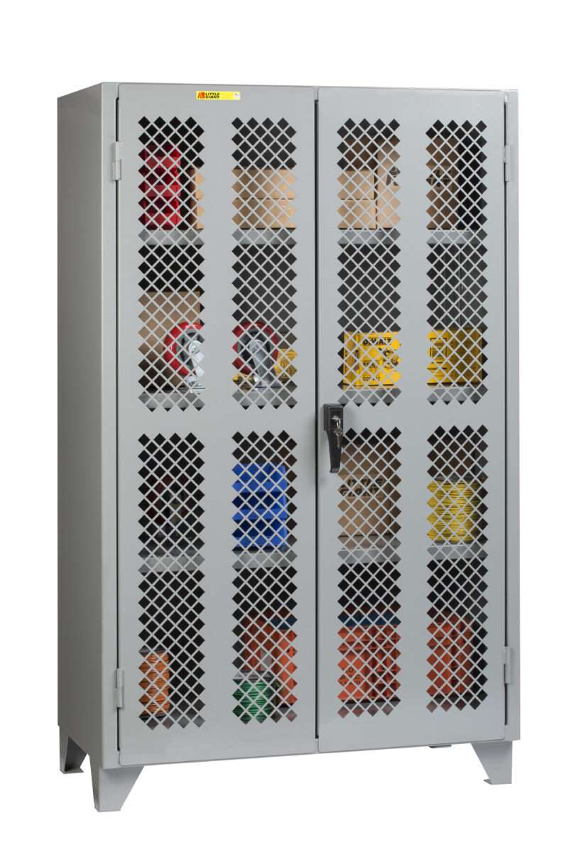 Little Giant High Capacity Storage Cabinet with PErforated Doors, locking perforated door cabinet, Welded Storage Cabinet, 3 Shelf storage cabinet, All welded storage cabinet, High visibility cabinet