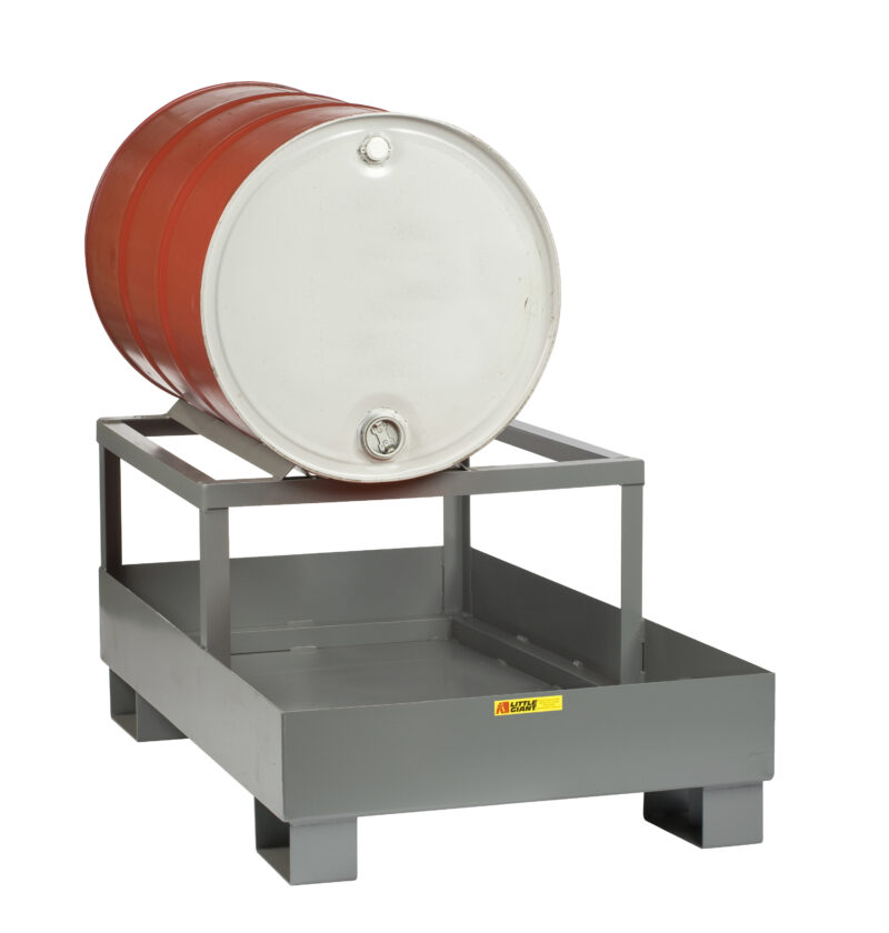 Little Giant, Spill control platform with drum rack, 1600 lbs capacity, 12ga deck, One-drum unit 33 gal capacity, Two-drum unit 66 gal capacity, Forkliftable