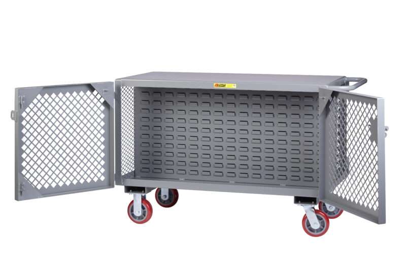 Little Giant 2-sided mobile maintenance cart, Pegboard, Louvered panels, 3600 lbs capacity, Overall height 33", 6" wheels
