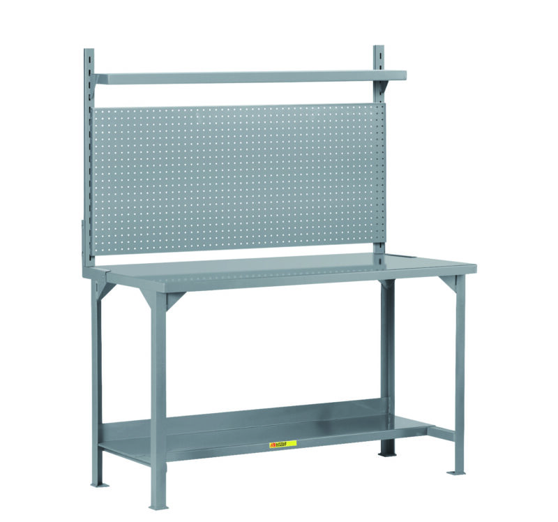 Welded Steel Packaging Workbench - Pegboard Panel & Shelf